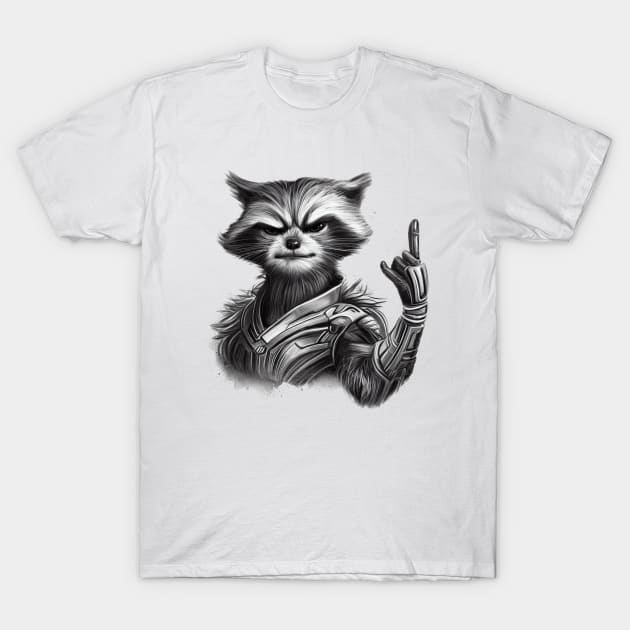 Rocket Raccoon Rock Sign T-Shirt by Vish artd